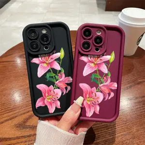 Lily Pattern Tpu Phone Case , Soft Silicone , Fully Protected and Shockproof For iPhone 16 15 Pro Max 14 16Pro 13 12 11 XSMAX Plus Cover Girl Y2K Cute