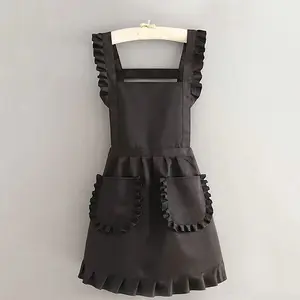 Fashionable Korean Style Apron, Waterproof and Stain-Resistant, Cute Lace Dress Apron, Sleeveless Apron for Home Kitchen Cooking, Cute Ruffle Apron