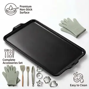 AORAN dishwasher-safe ceramic baking pan is a non-stick, food-grade baking pan that is Teflon-free and perfect for baking bacon, chicken wings, steak, ham, sandwich bread, and toast. It's also great for family gatherings.