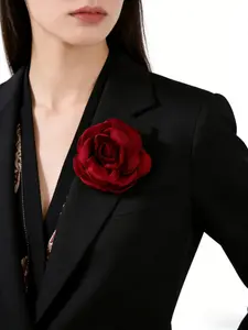 Women's Elegant Satin Rose Brooch Pin, Handmade Floral Lapel Pin for Wedding Dresses and Suits, Versatile Party Accessory