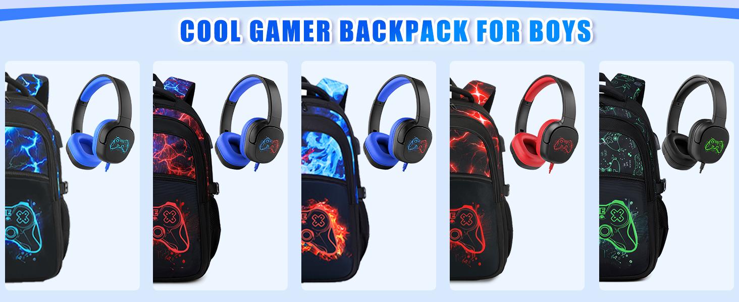SIMILOVE 3/4PCS Boys Backpack for School, Cool Luminous Gamer Backpack for Boys with Lunch Bag&Pencil Case&Earphones, Kids Backpacks Bookbag for Teen Boy Elementary Middle High School with USB Charging Port, Back to School Gift, Birthday's Gift SIMILOVE 3/4PCS Boys Backpack for School, Cool Luminous Gamer Backpack for Boys with Lunch Bag&Pencil Case&Earphones, Kids Backpacks Bookbag for Teen Boy Elementary Middle High School with USB Charging Port, Back to School Gift, Birthday's Gift