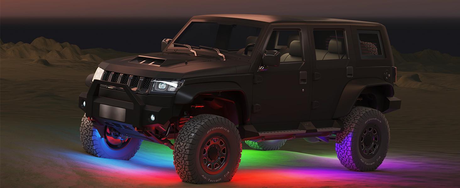 DIBMS RGB Car Strobe Safety Lights with Remote, Holiday Gifts for Husbands, Interior Led Lights for Car Accessories for Women Men, Birthday Gifts for Men Him, APP Control with USB Port Music Sync Color Change Lights for Jeep Truck Decor, 12V
