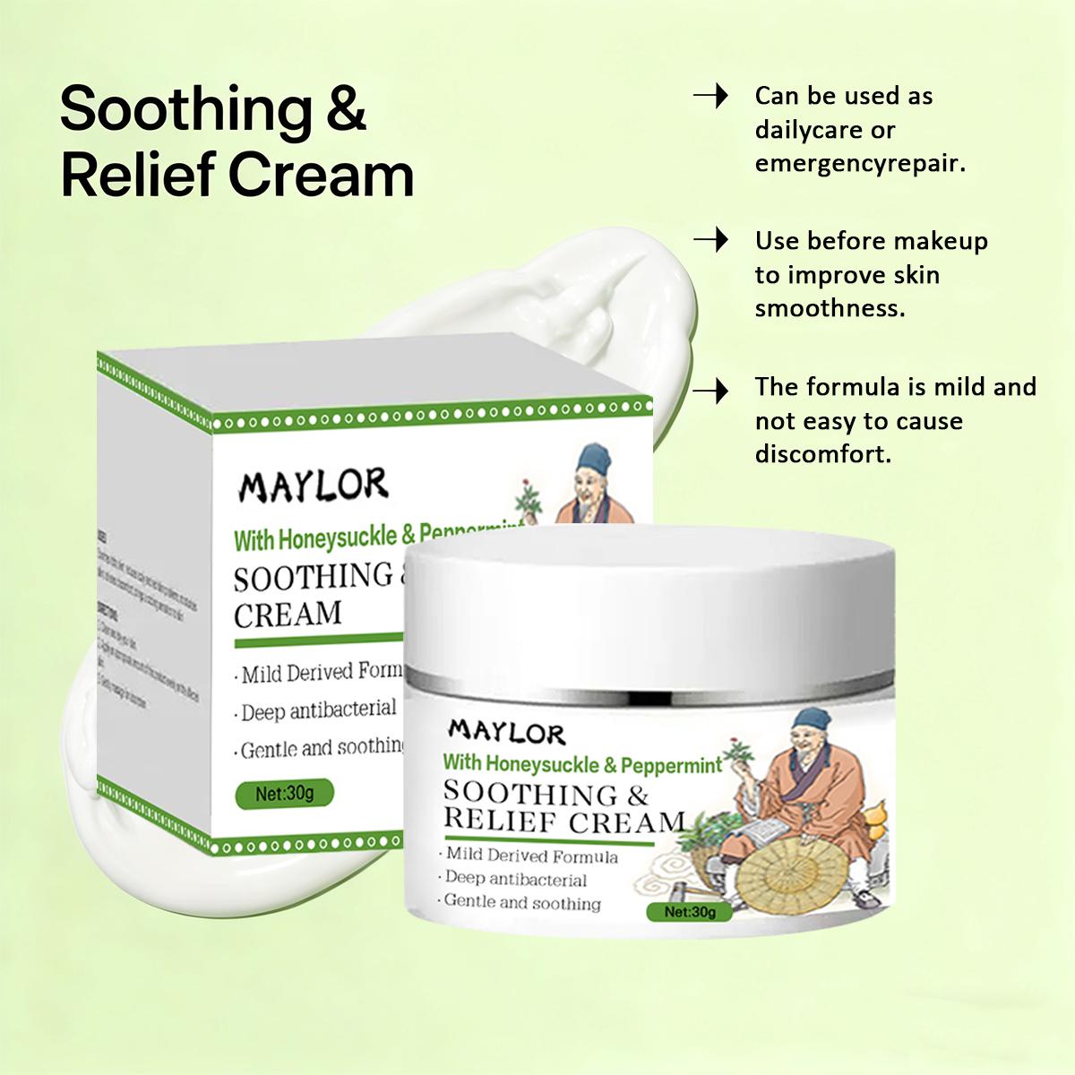 3 Packs MAYLOR Soothing Relief Cream - Herbal MoisturizerThe Spot Cream for Sensitive Skin, Lightweight Hydration &Comfort, Refreshing Daily Skin Care-1bottle (30g/1.06oz)