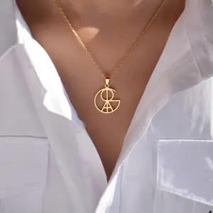 Custom Name Necklace - Handmade Interlocking Circle Pendant with Golden-Tone Stainless Steel Chain, Personalized Jewelry Gift for Women, Bohemian & Minimalist Style, Casual Attire & Valentine's Day Gift, Durable Year-Round Accessory, Custom