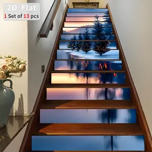 Geometric Pattern Stair Sticker, 13pcs/set Waterproof Self Adhesive Stair Sticker, Removable Decorative Wall Sticker for Home Decor