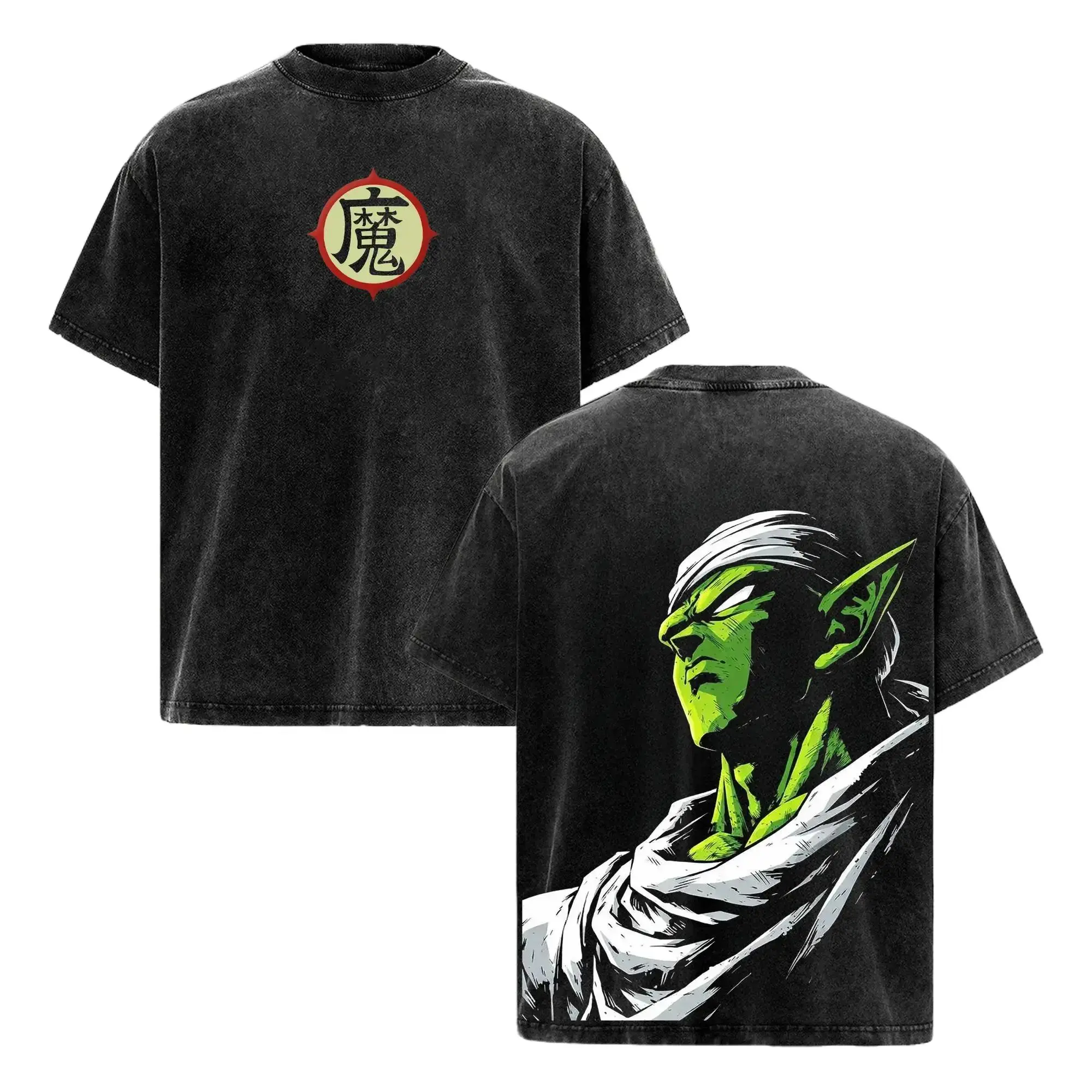 Piccolo T-Shirt – DBZ Oversize Anime Graphic Tee, Acid Washed Heavy Cotton Shirt, Unisex Couple T-shirts S 4XL 5XL Kove Clothing Vintage Manga Streetwear, Unisex Casual Wear, Anime Merch, Gift for Anime Fans Menswear Top