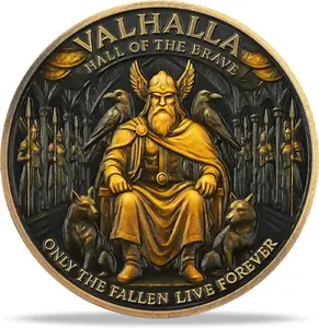 Flash Sale Bedazzling Home Wall Decor Viking Valhalla Challenge Coin, HALL OF THE BRAVE Odin Warrior Token, Norse Mythology Nordic Culture Collectible, Viking Gifts for Men Women Kids | Home Decor, Lounge Accessories, Cool Room Decor, Men’s Room Decor