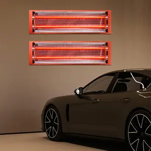 CNCEST 110V Baking Infrared Pair 2KW Paint Curing Lamp Heater Heating Light Spray Booth for Efficient Heating Solutions 2000W Power 1000W per Tube RT-200°C Red Modern Design Galvanized Sheet Aluminum Alloy