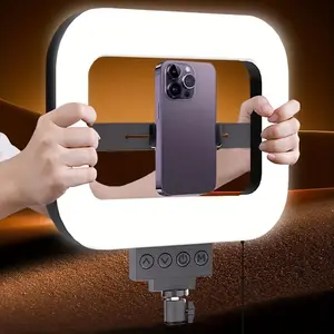 Portable Handheld Square Ring LED Light - Smartphone Selfie Accessory with Button Control, Stylish Hair Styling Tool for Mobile Live Broadcast & Photography (Beauty & Personal Care Handheld Light Accessories)