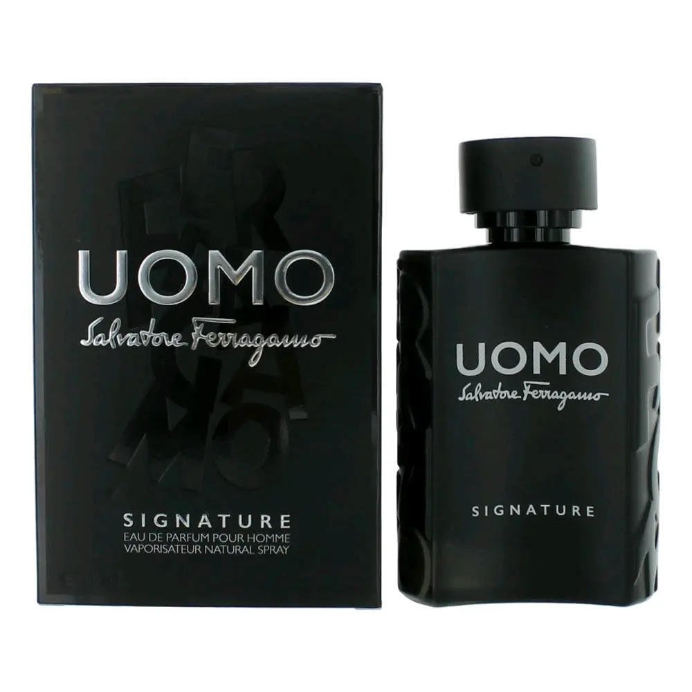 Uomo Signature Eau de Parfum Spray for Men, Sensual Fragrance with Tonka Bean, Leather & Patchouli Notes, 3.4 fl oz