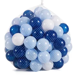 100-Count Soft Plastic Ball Pit Balls, Blue/Light Blue/White, with Durable Storage Bag, Perfect for Baby Kiddie Pool Water Toys & Birthday Party Decorations