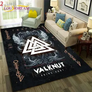 Valknut Viking Symbol Flannel Area Rug - Oversized Soft Plush Mat for Man Cave & Bedroom, Non-Slip Thick Norse Mythology Pattern Home Decor for Viking Enthusiasts #ValknutRug #VikingCarpet #NorseMythologyDecor #FlannelMat #NonSlipRug