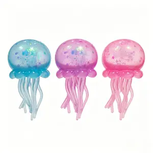 KIDGENIUS Glitter Jellyfish Squishy | ASMR Stress Relief Fidget Toy | Cute Squeeze Toy for Kids & Adults | 3 types of colors