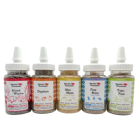 Ultimate 5 Pack Freeze Dried High Protein Fish Food Set With Blood Worms, Daphnia, Mysis, Brine Shrimp, Tubifex Worms, For Bettas & All Aquarium Fish
