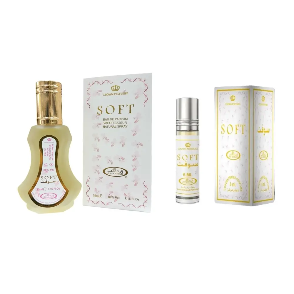 Al Rehab Soft Bundle Eau de Parfum Spray 50 ml + Roll On Perfume Oil 6 ml Sweet Citrus Vanilla Gourmand Perfume