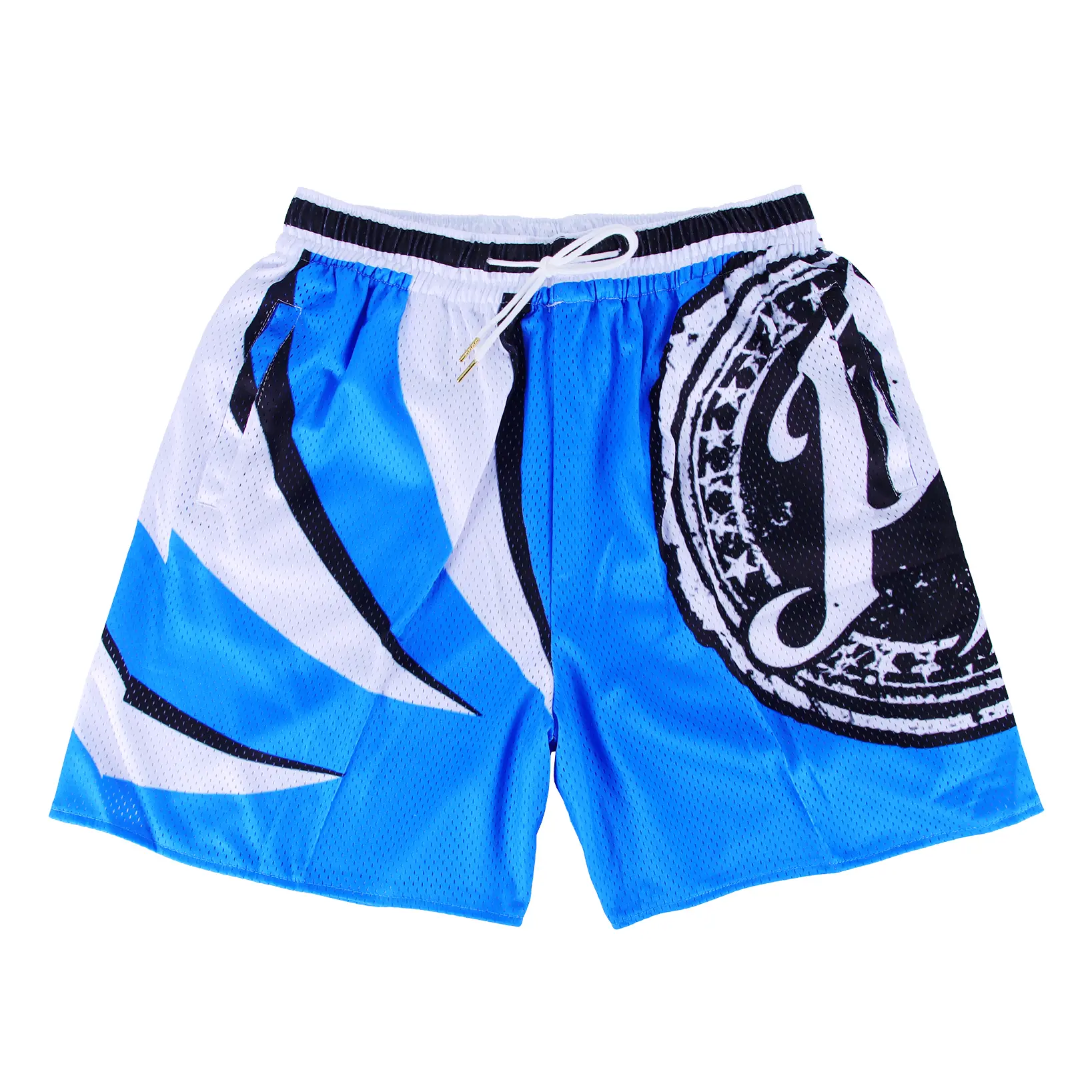 AJ Styles Shorts Blue Unisex Sports Double-Layered Inner Shorts Full Print Drawstring Design Men Women Mesh Basketball Shorts 4 Pockets 5.5 Inseam
