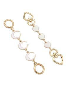 heart & moon design purse chain circle extender, white novelty bag extender chain, fashion chain strap, purse strap extenders for women & girls, bag charm accessories, wallet chain