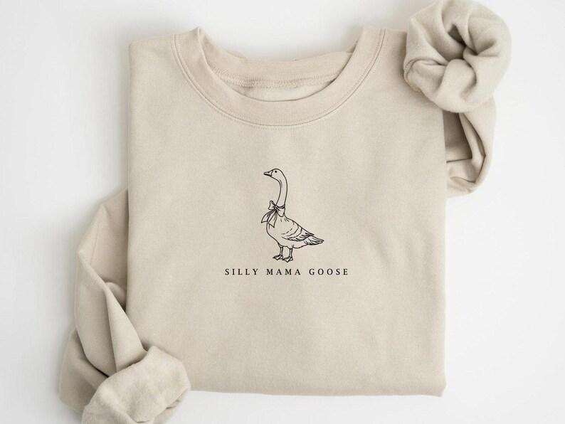 One Silly Goose Mom Sweatshirt, Mama Goose Coquette Bow Sweatshirt, Silly Goose Birthday Party Outfit, Family Goose Theme 1st Birthday Gift