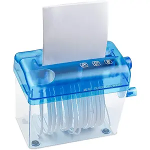 Mini Hand Shredder Portable Paper Shredder Manual Shredder Documents Paper  Tool  Office Desktop Stationery Christmas Birthday  Blue