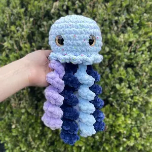 Handmade Crochet Jumbo Blue Jellyfish Plushie