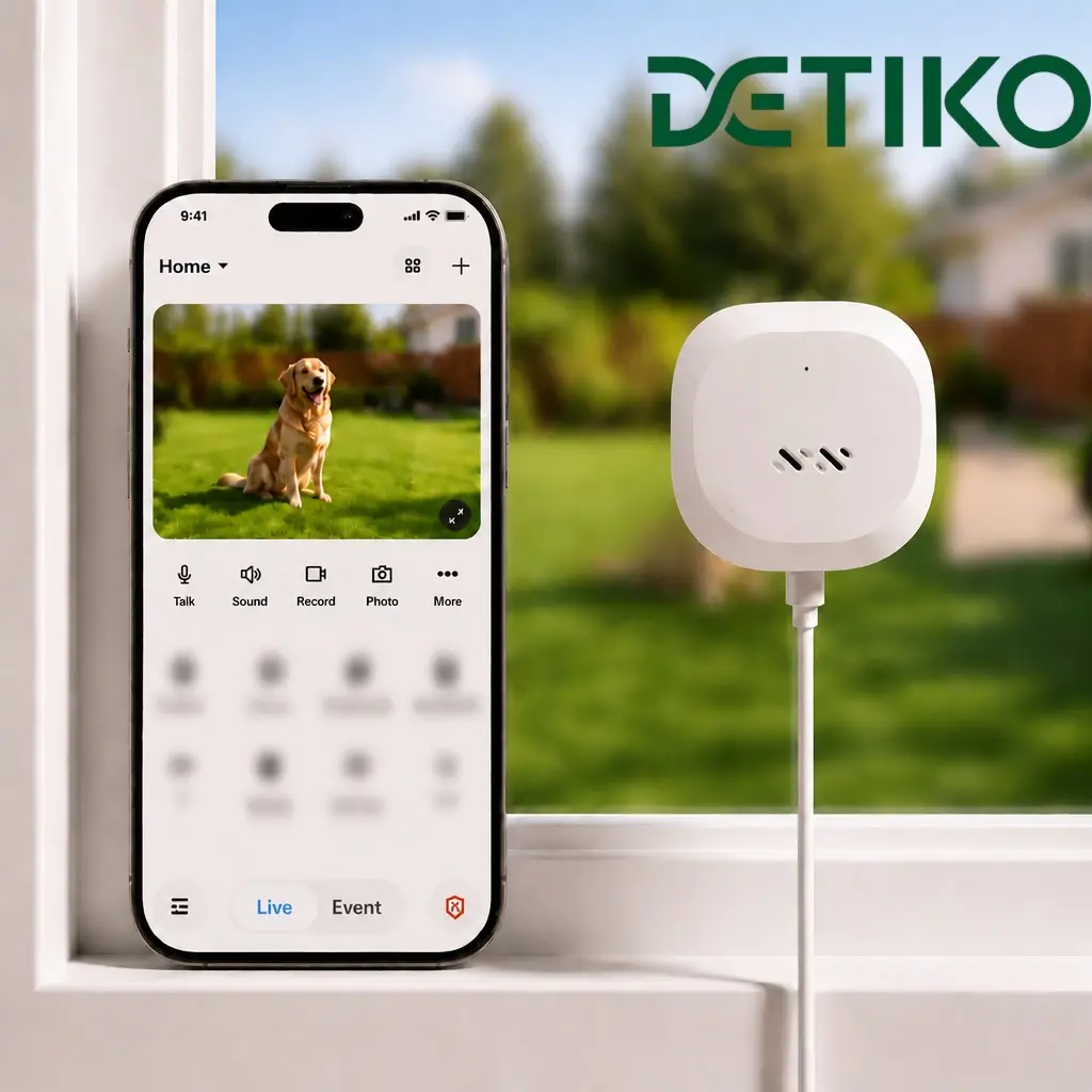 DETIKO 3MP 2K Window Security Camera, WiFi Indoor Camera, Dual-Band 2.4GHz/5GHz, AI Full Color Night Vision Through Glass, Person & Motion Detection, Magnetic Sticker No-Drill Install, 24/7 Recording, Local & Cloud Storage, Family Sharing, 911  Alert