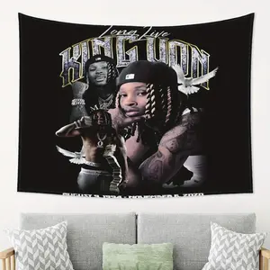 A King Von Crazy Story printed tapestry, wrinkle-resistant, soft and durable, suitable for bedroom, living room or dormitory decoration Gift Wall