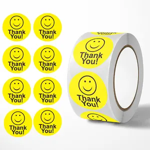 500 Stickers Per Roll Round Thank You Labels Holiday Teacher Rewards Decorative Stickers Happy Smiley Handmade Sealing Emoji Stickers