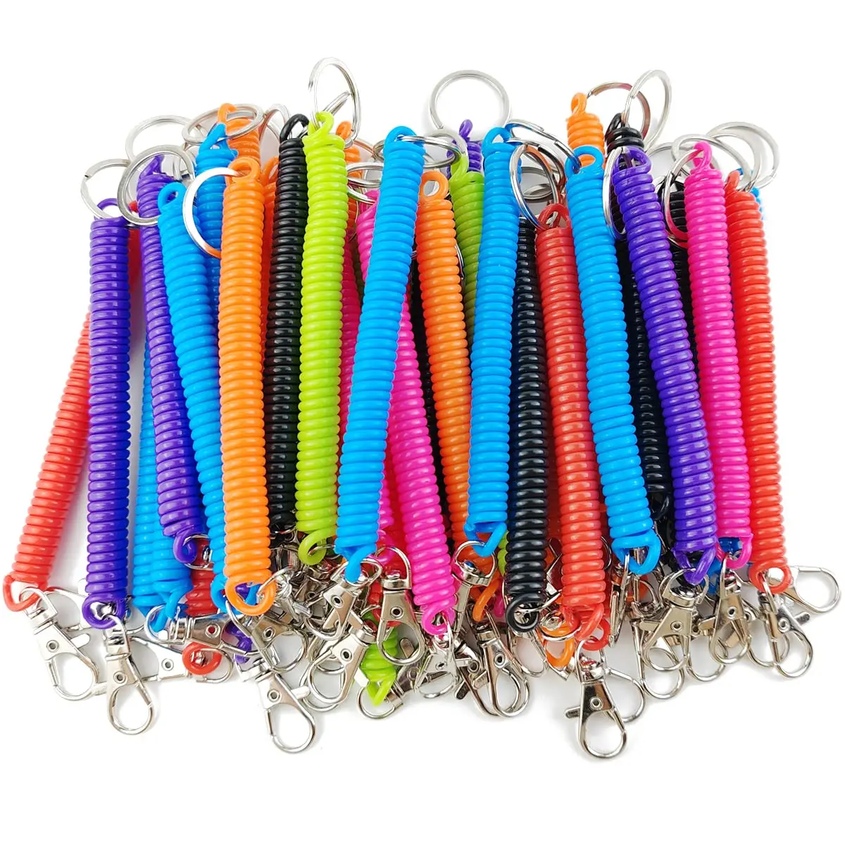 14Pcs Spiral Retractable Spring Coil Keychain, Theftproof Anti-Lost Stretch Cord Keyrings for Keys, Multi Purpose Universal Keychain for Home Supplies Hooks & Shelves