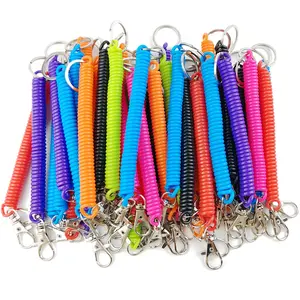 14Pcs Spiral Retractable Spring Coil Keychain Theftproof Anti-lost Stretch Cord Safety Key Rings