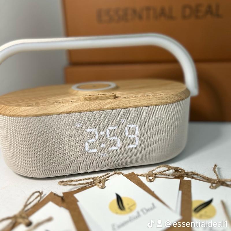 Essential deal 2024 New innovative multifunctional Digital Alarm Clock,wireless speaker, night light, white noise machine and wireless charger