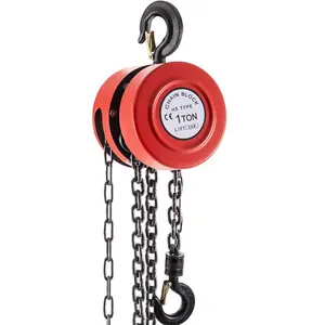 VEVOR Hand Chain Hoist, 2200 lbs/1 Ton Capacity Chain Block, 8ft/2.5m Lift Manual Hand Chain Block, Manual Hoist with Industrial-Grade Steel Construction for Lifting Good in Transport Workshop, Red