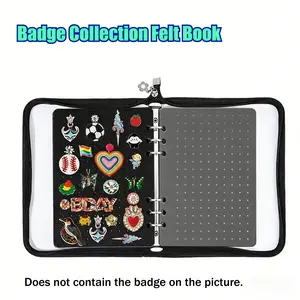 Enamel Badge Collection & Display Album, A5 Ring-Bound Notebook, Brooch Storage with 8 Panels, Creative Badge Album, Portable Display