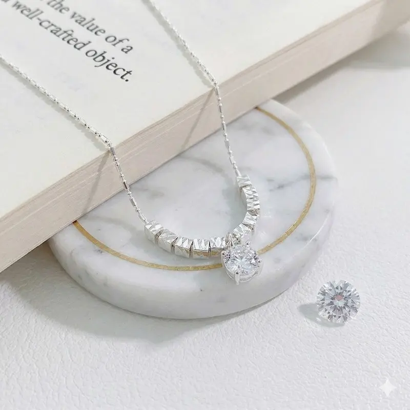 Women's S925 Sterling Silver Choker Necklace - High-Polish Rhodium Plating, AAA-Grade Precision-Cut Faceted Crushed Silver Round Zircon Cross, Minimalist Luxury Collarbone Chain, Ideal Gift for Her, Elegant, Female, Daily, Adults, All Seasons, No
