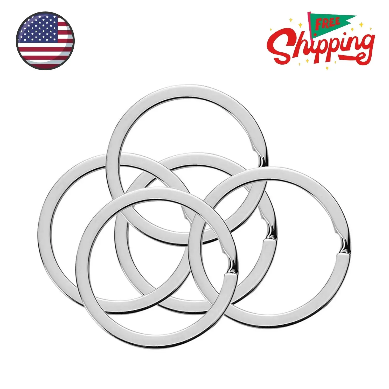 10 Pieces of 1-inch Flat Key Rings - Metal Keychain Rings
