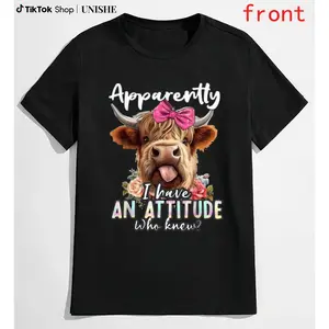 Attitude Statement Tee – Sarcastic Highland Cow Design