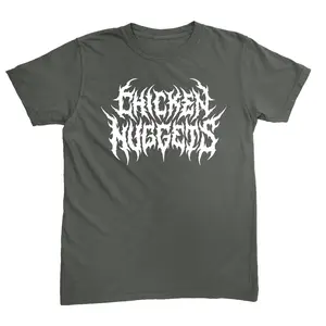 Chicken Nuggets Death Metal Tee Comfort Colors Unisex T-Shirt, Casual Graphic Streetwear Tees, Vintage Retro Edgy Dark Humor Funny Meme T-Shirts