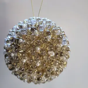 Super Shiny Gold and Pearl Christmas Tree Bulb. This Ornament is a very Sparkling Decorative Hanging Ball