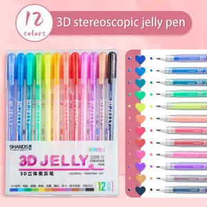 12-Color 3D Jelly Gel Pen Set Creative Glossy Ink for  Mother's Day Cards, Scrapbooking Photo Albums Unique Raised Texture Paint Markers for Arts line  on  gel  pens High-Value Macaron Gel Ink for Glass, 3D Paint Markers for Journaling & Professional DIY
