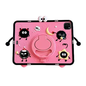 Cute iPad Case for 7th-11th Gen, Shockproof Silicone Soft Shell, Rotating Stand, Protective Cover for Air 4/5, Stylish Design
