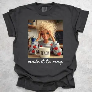 Comfort Colors Last Day of School Teacher Meme Shirt, Made It to May Tee, Funny Face Graphic TShirt, End of Year Summer Break Top, Matching Team,summervibes