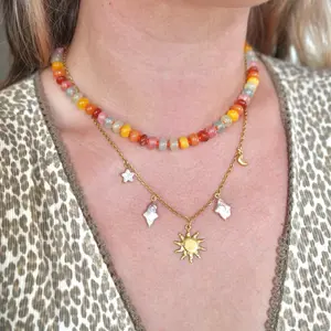 Solar Dance Charm Necklace Pearl Embellished