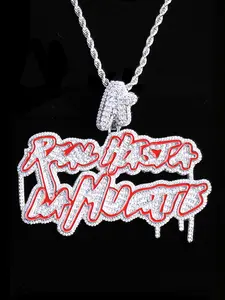 Iced Out Real Hasta La Muerte Necklace Pendant for Men Real Gold Plated Hip Hop Jewelry Fashion Pendants