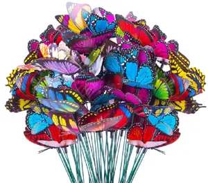 50-Piece Set of Multicolor Butterfly Garden Yard Decorations, 11.5-Inch Plastic Butterfly Stakes Ornaments