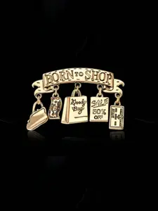 Women's Cute Money Bag Letter Tag Brooch Pin Clip, 1pc Born to Shop Design, Ideal Accessory for Women, Fashionable Jewelry Addition