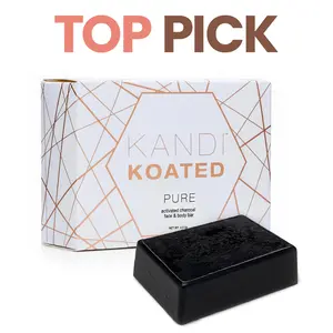 Face & Body Cleansing Bar | Kandi Koated PURE – Activated Charcoal, Neem & Moringa, Sea Moss, Coffee Extract, Lavender Lemongrass, Vegan – 4.5 oz