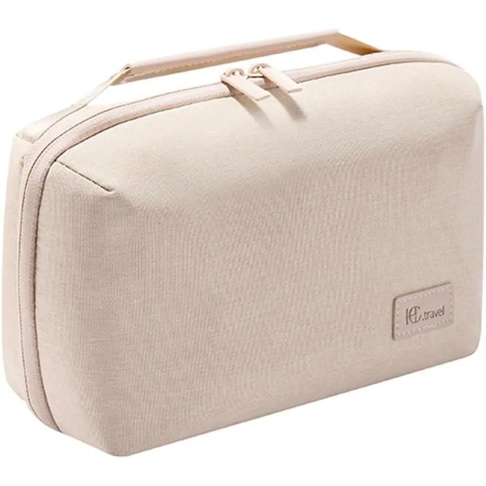 Travel Electronics Organizer, Electronics Accessories Bag Portable  Organizer Case  Universal for Adapters Memory Cards, USB Cables (Beige)