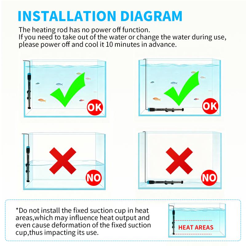 100W-500w Submersible Aquarium Heater, Adjustable Fish Tank Heater with Digital Display External Controller, Overheat Protection and Free Thermometer for 10-30 Gallons Freshwater and Saltwater Tank