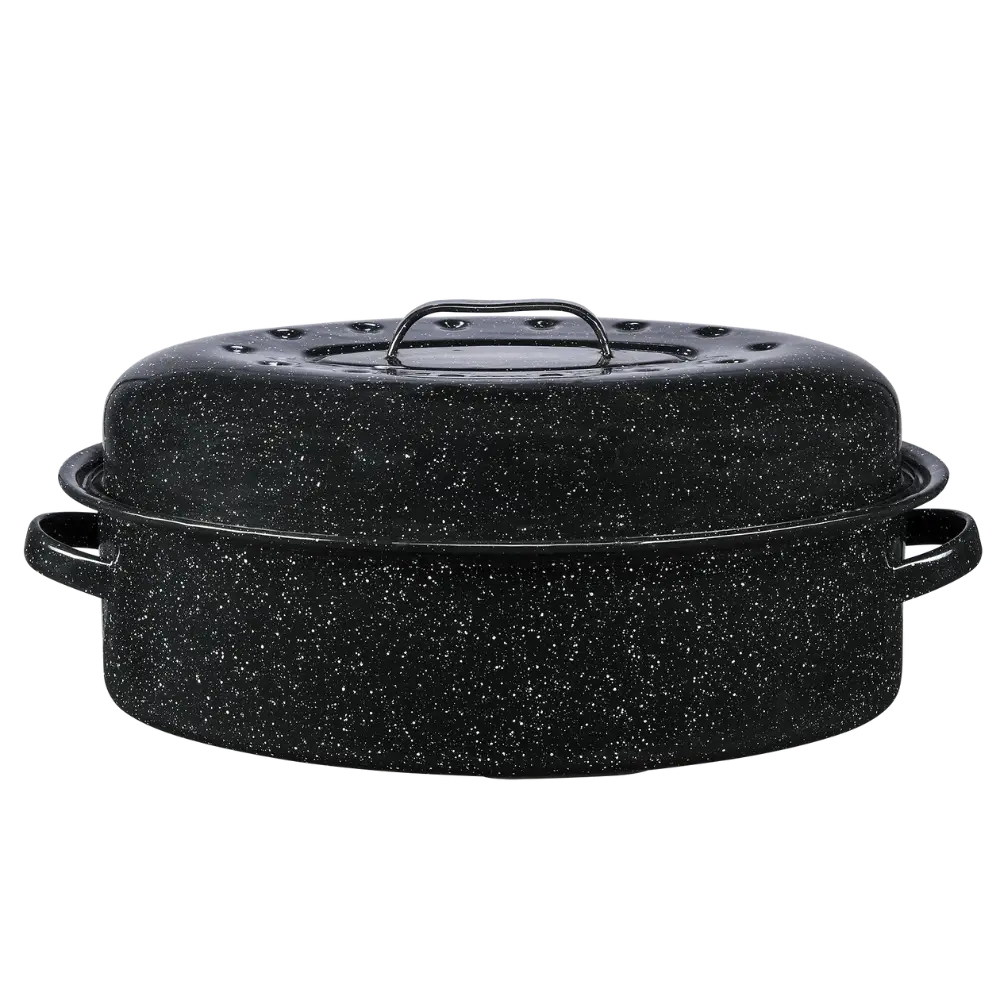 18" Covered Oval Roaster, 15 Pound Capacity, Roasting Pan