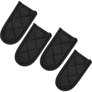 Cast Iron Skillet Handle Covers, Pot Handle Covers Heat Resistant, Heat Resistant Pot Pan Skillet Hot Handle Holder Sleeves Mitt Cover for Kitchen, BBQ and Baking Cookware (4-Pack Black)