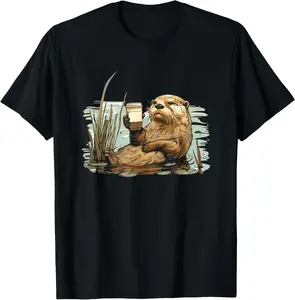 100% Cotton Sea Otter Coffee Rodent Gnawers - River Sea Otter T-Shirt